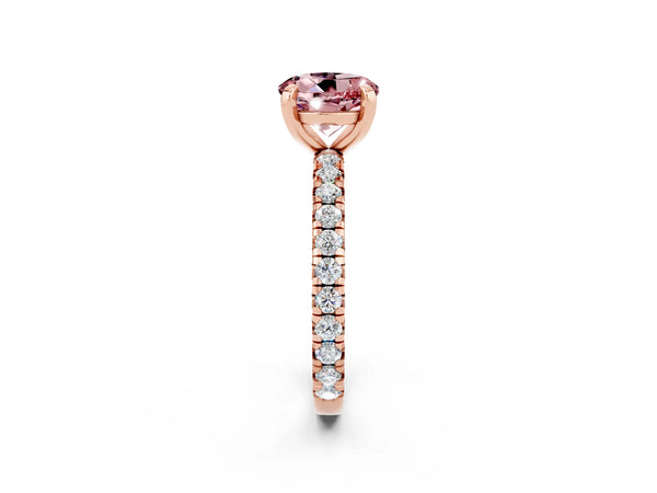 Rose gold Round Cut Cut Diamond Pavé Band with Four-Prong Setting