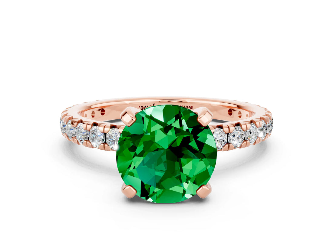 Rose gold Round Cut Cut Diamond Pavé Band with Four-Prong Setting