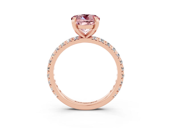 Rose gold Round Cut Cut Diamond Pavé Band with Four-Prong Setting