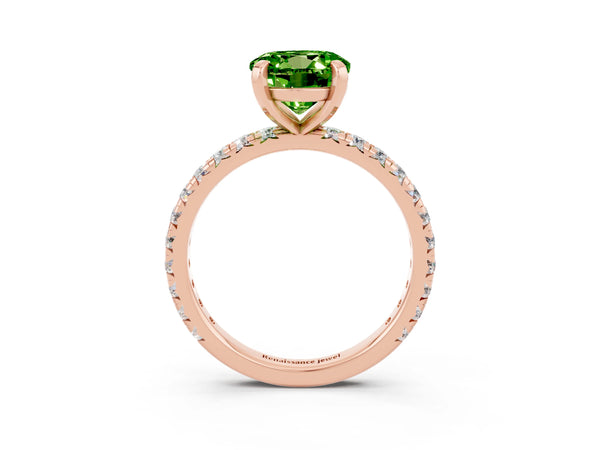 Rose gold Round Cut Cut Diamond Pavé Band with Four-Prong Setting