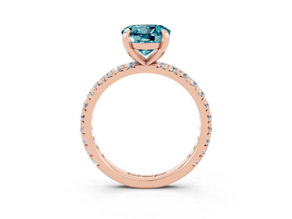 Rose gold Round Cut Cut Diamond Pavé Band with Four-Prong Setting