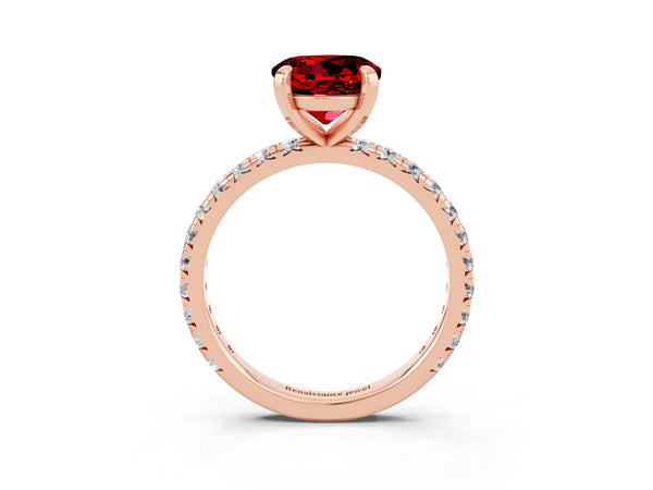 Rose gold Round Cut Cut Diamond Pavé Band with Four-Prong Setting