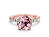 Rose gold Round Cut Cut Diamond Pavé Band with Four-Prong Setting