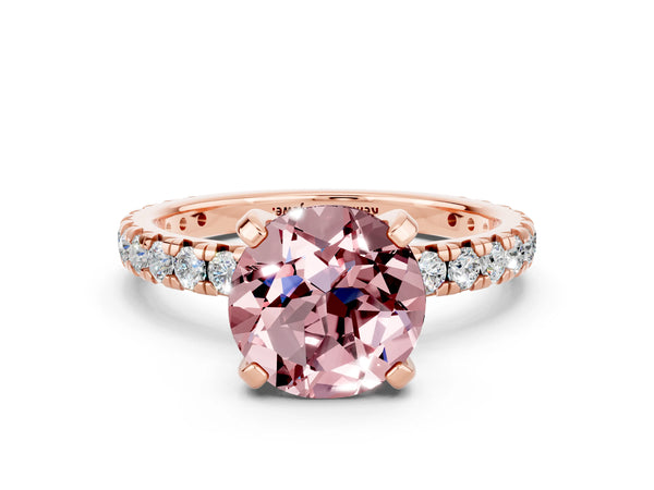 Rose gold Round Cut Cut Diamond Pavé Band with Four-Prong Setting