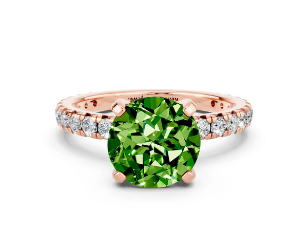Rose gold Round Cut Cut Diamond Pavé Band with Four-Prong Setting