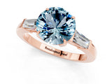 Rose gold Round Cut Cut Diamond Ring with Tapered Baguette Side Stones in Four-Prong Setting_1