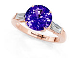 Rose gold Round Cut Cut Diamond Ring with Tapered Baguette Side Stones in Four-Prong Setting_1