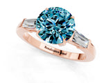 Rose gold Round Cut Cut Diamond Ring with Tapered Baguette Side Stones in Four-Prong Setting_1