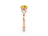 Rose gold Round Cut Cut Diamond Ring with Tapered Baguette Side Stones in Four-Prong Setting_2