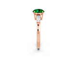 Rose gold Round Cut Cut Diamond Ring with Tapered Baguette Side Stones in Four-Prong Setting_2