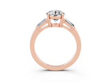 Rose gold Round Cut Cut Diamond Ring with Tapered Baguette Side Stones in Four-Prong Setting_3