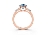 Rose gold Round Cut Cut Diamond Ring with Tapered Baguette Side Stones in Four-Prong Setting_3