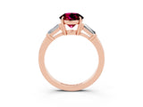 Rose gold Round Cut Cut Diamond Ring with Tapered Baguette Side Stones in Four-Prong Setting_3