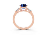 Rose gold Round Cut Cut Diamond Ring with Tapered Baguette Side Stones in Four-Prong Setting_3
