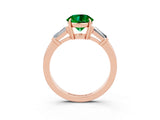 Rose gold Round Cut Cut Diamond Ring with Tapered Baguette Side Stones in Four-Prong Setting_3