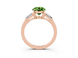 Rose gold Round Cut Cut Diamond Ring with Tapered Baguette Side Stones in Four-Prong Setting_3