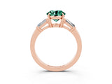 Rose gold Round Cut Cut Diamond Ring with Tapered Baguette Side Stones in Four-Prong Setting_3