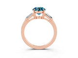 Rose gold Round Cut Cut Diamond Ring with Tapered Baguette Side Stones in Four-Prong Setting_3