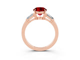 Rose gold Round Cut Cut Diamond Ring with Tapered Baguette Side Stones in Four-Prong Setting_3