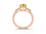 Rose gold Round Cut Cut Diamond Ring with Tapered Baguette Side Stones in Four-Prong Setting_3