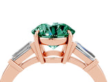 Rose gold Round Cut Cut Diamond Ring with Tapered Baguette Side Stones in Four-Prong Setting_4