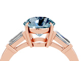 Rose gold Round Cut Cut Diamond Ring with Tapered Baguette Side Stones in Four-Prong Setting_4
