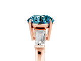 Rose gold Round Cut Cut Diamond Ring with Tapered Baguette Side Stones in Four-Prong Setting_5