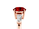 Rose gold Round Cut Cut Diamond Ring with Tapered Baguette Side Stones in Four-Prong Setting_5