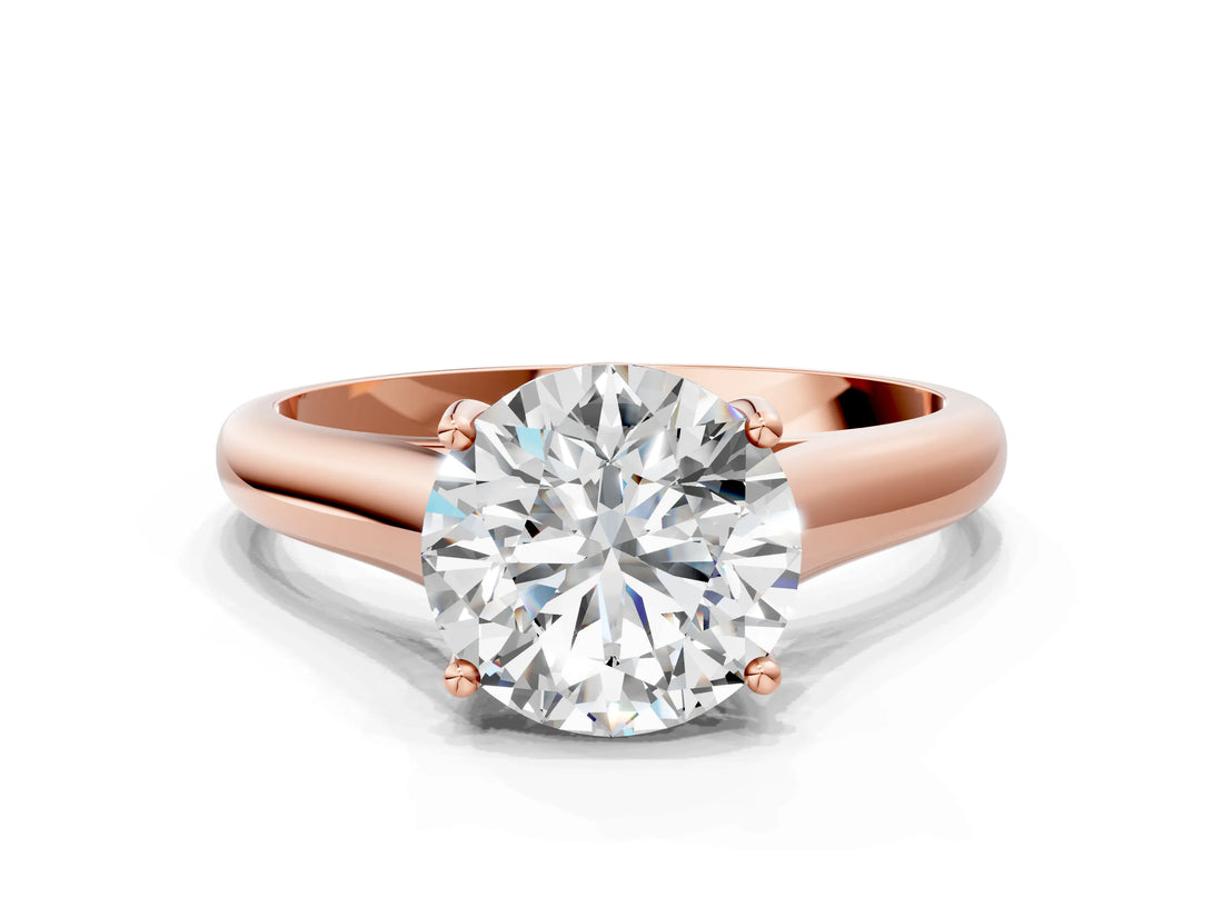Rose gold Round Cut Cut Diamond Solitaire Engagement Ring with Tapered Plain Band and Four-Prong Setting_15