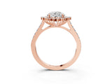 Rose gold Round Cut Cut Diamond Sunburst Halo Engagement Ring with Pavé Band_6