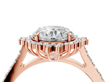 Rose gold Round Cut Cut Diamond Sunburst Halo Engagement Ring with Pavé Band_7