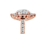 Rose gold Round Cut Cut Diamond Sunburst Halo Engagement Ring with Pavé Band_8