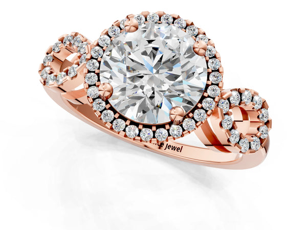Rose Gold Round Pave Infinity Halo Engagement Ring Setting