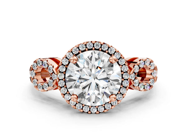 Rose Gold Round Pave Infinity Halo Engagement Ring Setting