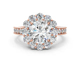 Rose gold Round Cut Cut Halo Diamond Pavé Engagement Ring with Milgrain Detailing_15