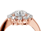 Rose gold Round Cut Cut Halo Diamond Pavé Engagement Ring with Milgrain Detailing_19