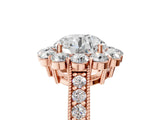 Rose gold Round Cut Cut Halo Diamond Pavé Engagement Ring with Milgrain Detailing_8