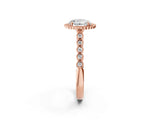 Rose gold Round Cut Cut Halo Pavé Solitaire Ring with Milgrain Band_5