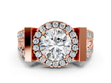 Rose gold Round Cut Cut Halo Split Shank Prong Set Ring_3