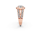 Rose gold Round Cut Cut Halo Split Shank Prong Set Ring_5