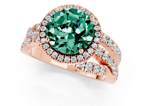 Rose gold Round Cut Cut Halo Split Shank Prong Setting Ring_1