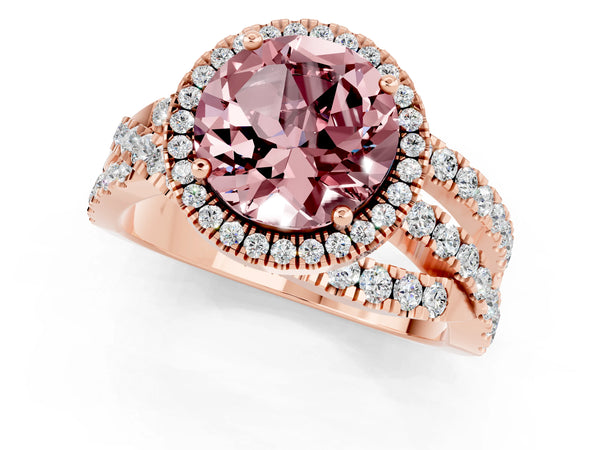 Rose gold Round Cut Cut Halo Split Shank Prong Setting Ring