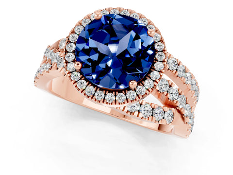 Rose gold Round Cut Cut Halo Split Shank Prong Setting Ring_1