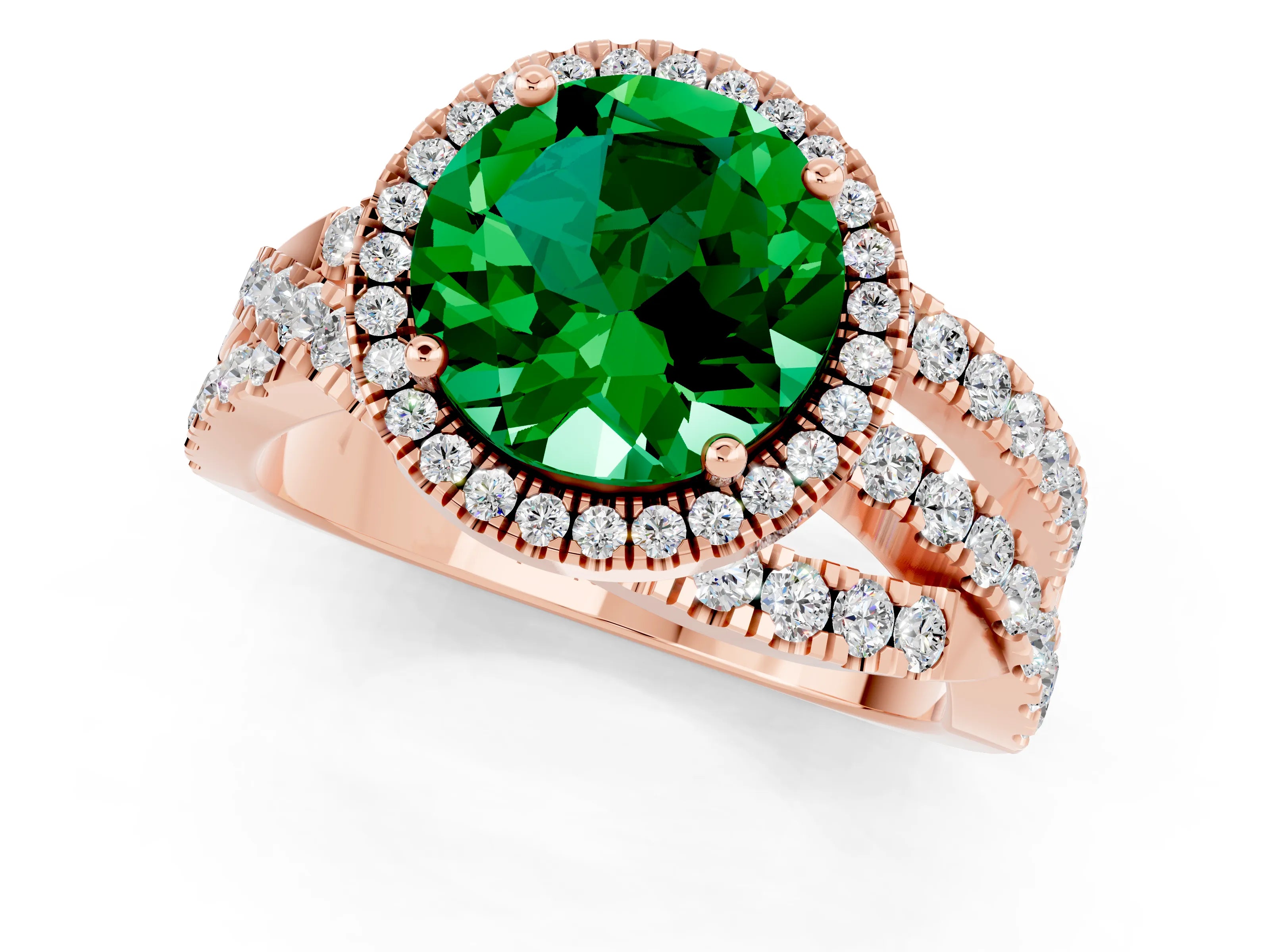 Rose gold Round Cut Cut Halo Split Shank Prong Setting Ring_1