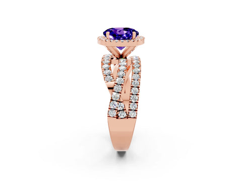 Rose gold Round Cut Cut Halo Split Shank Prong Setting Ring_2