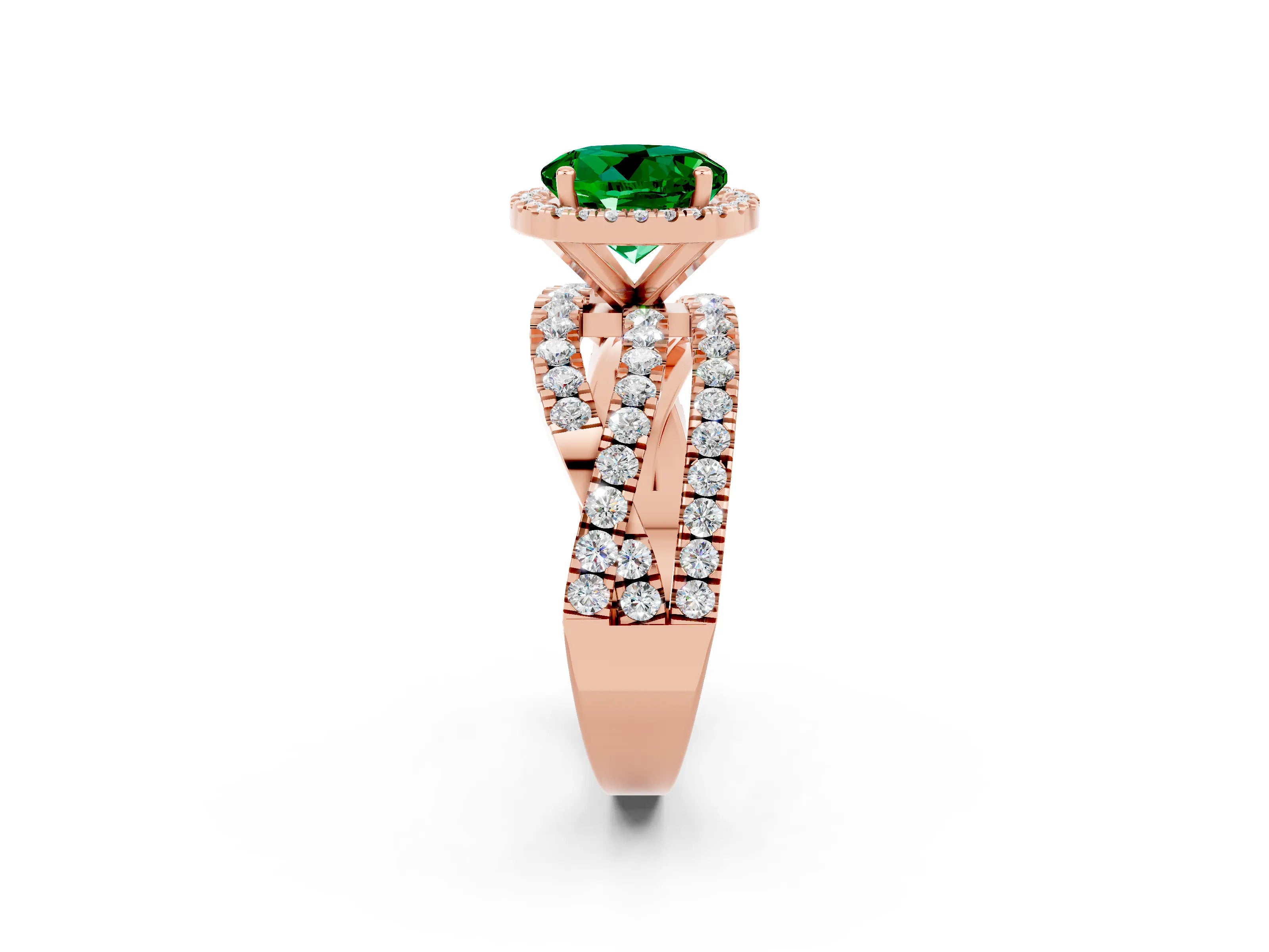 Rose gold Round Cut Cut Halo Split Shank Prong Setting Ring_2