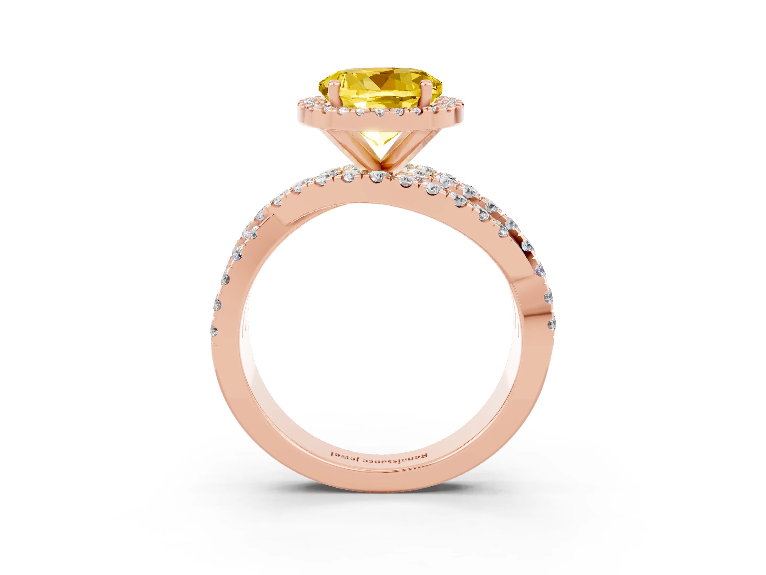 Rose gold Round Cut Cut Halo Split Shank Prong Setting Ring_3