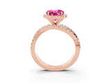 Rose gold Round Cut Cut Halo Split Shank Prong Setting Ring_3