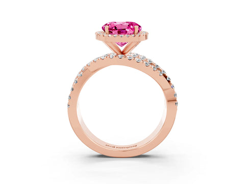 Rose gold Round Cut Cut Halo Split Shank Prong Setting Ring_3
