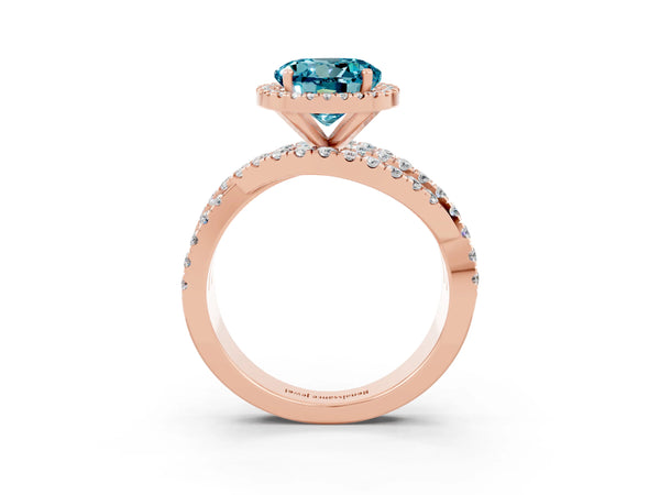 Rose gold Round Cut Cut Halo Split Shank Prong Setting Ring